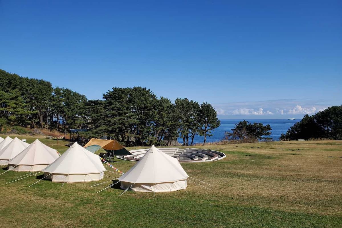 種差キャンプ場 - 緑の芝と青い海、さわやかな海風を満喫しながら過ごすことができる種差海岸唯一のキャンプ場です。